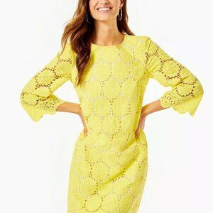 Mariella Scallop Dress In Lillys Lemon Floral Scallop Eyelet